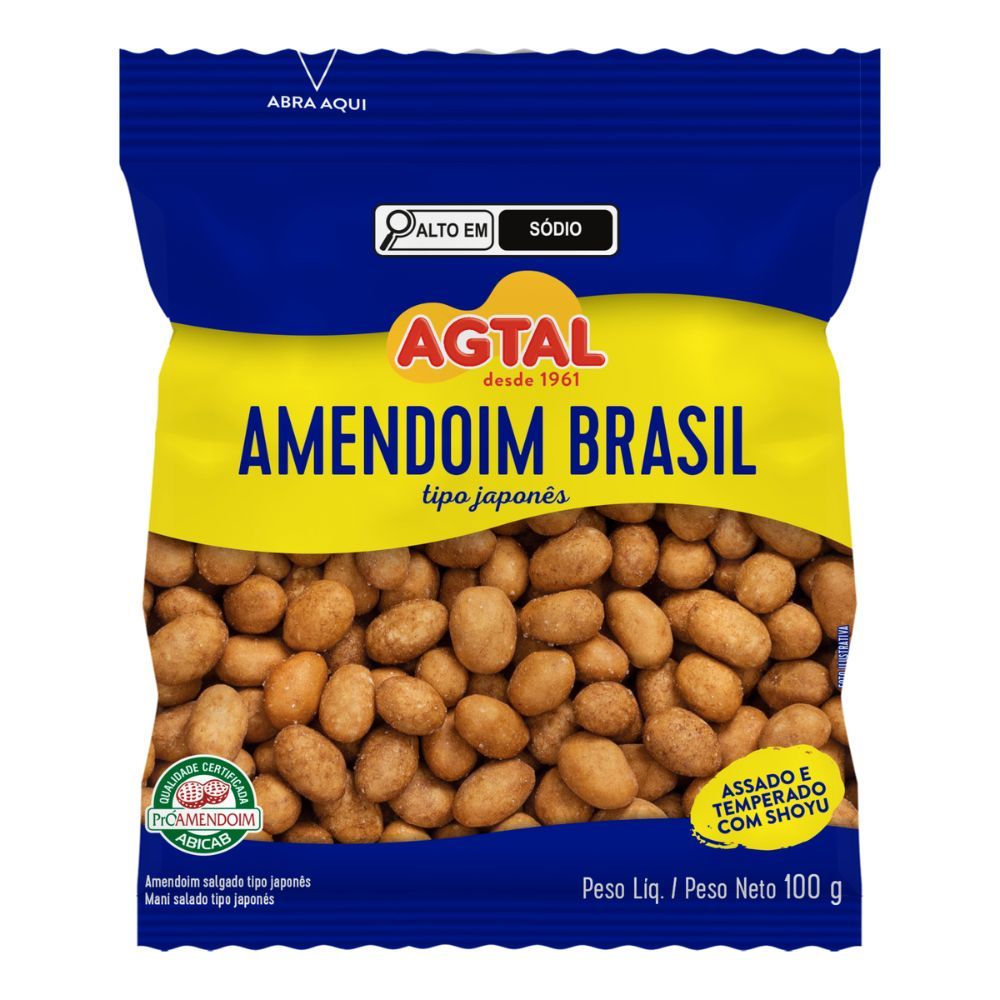 Amendoim Salgado Agtal Brasil Tipo Japonês 100g em Oferta na Shopee