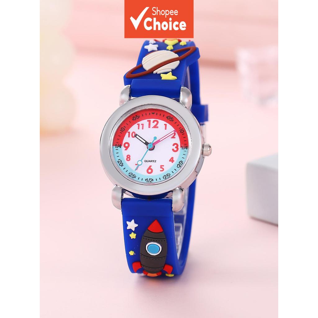 Relógio De Pulso De Silicone De Dinossauro 3D Infantil Para Crianças , Quartzo Bonito De Desenho Animado Meninos E Menin