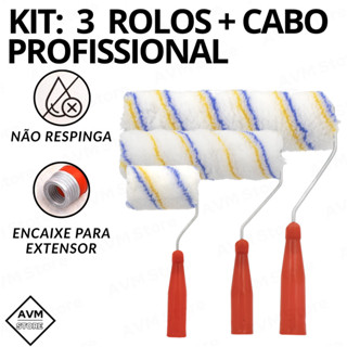 Rolo de Pintura Antirrespingo Lã Profissional 25cm + Cabo Ergonômico Premium Tinta Parede em Oferta na Shopee