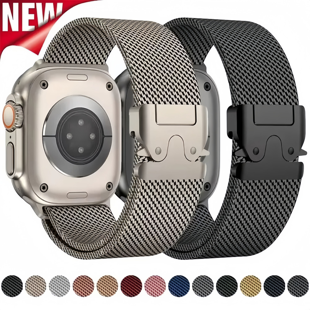 Milanesa Pulseira De Aço inoxidável Para Apple Watch 42mm 40mm 38mm 41mm 44mm 45