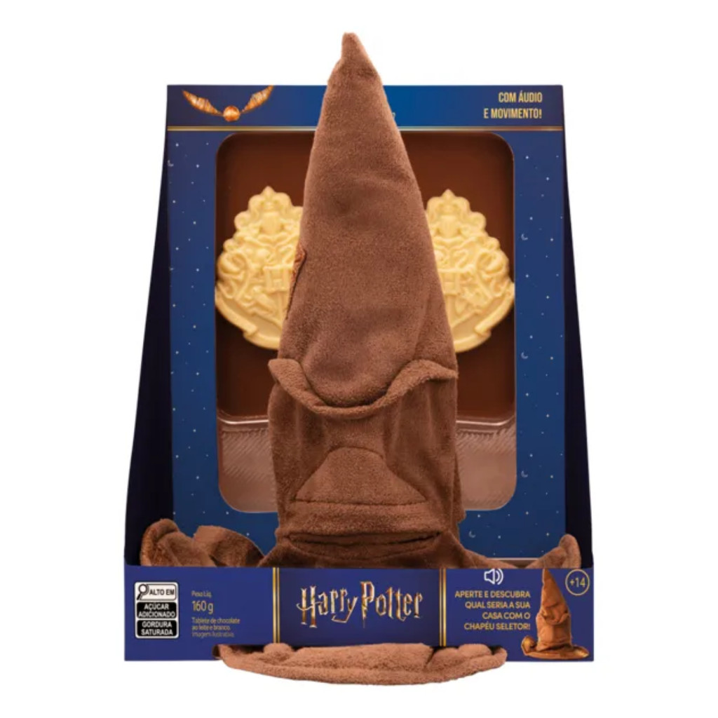 Tablete Chocolate 160g Pelucia Chapeu Seletor Harry Potter Cacau Show em Oferta na Shopee