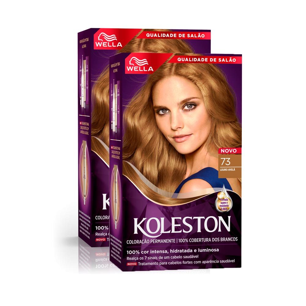 Kit 2 Tinta de Cabelo Koleston Louro Avelã 73 em Oferta na Shopee
