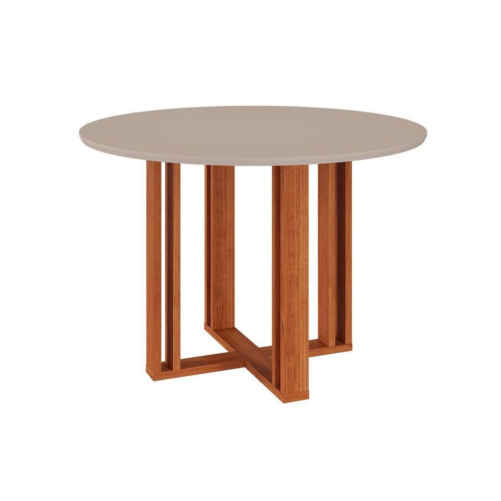 Mesa de Sala Jantar Flora c/Tampo Madeirado 109X109cm Cinamomo/Off White - Cimol em Oferta na Shopee