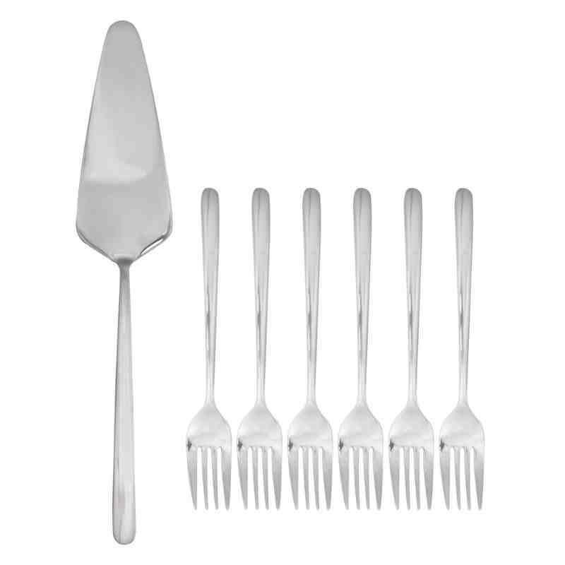 Conjunto 01 Espátula para Bolo e 6 Garfinhos Viena Aço Inox Wolff