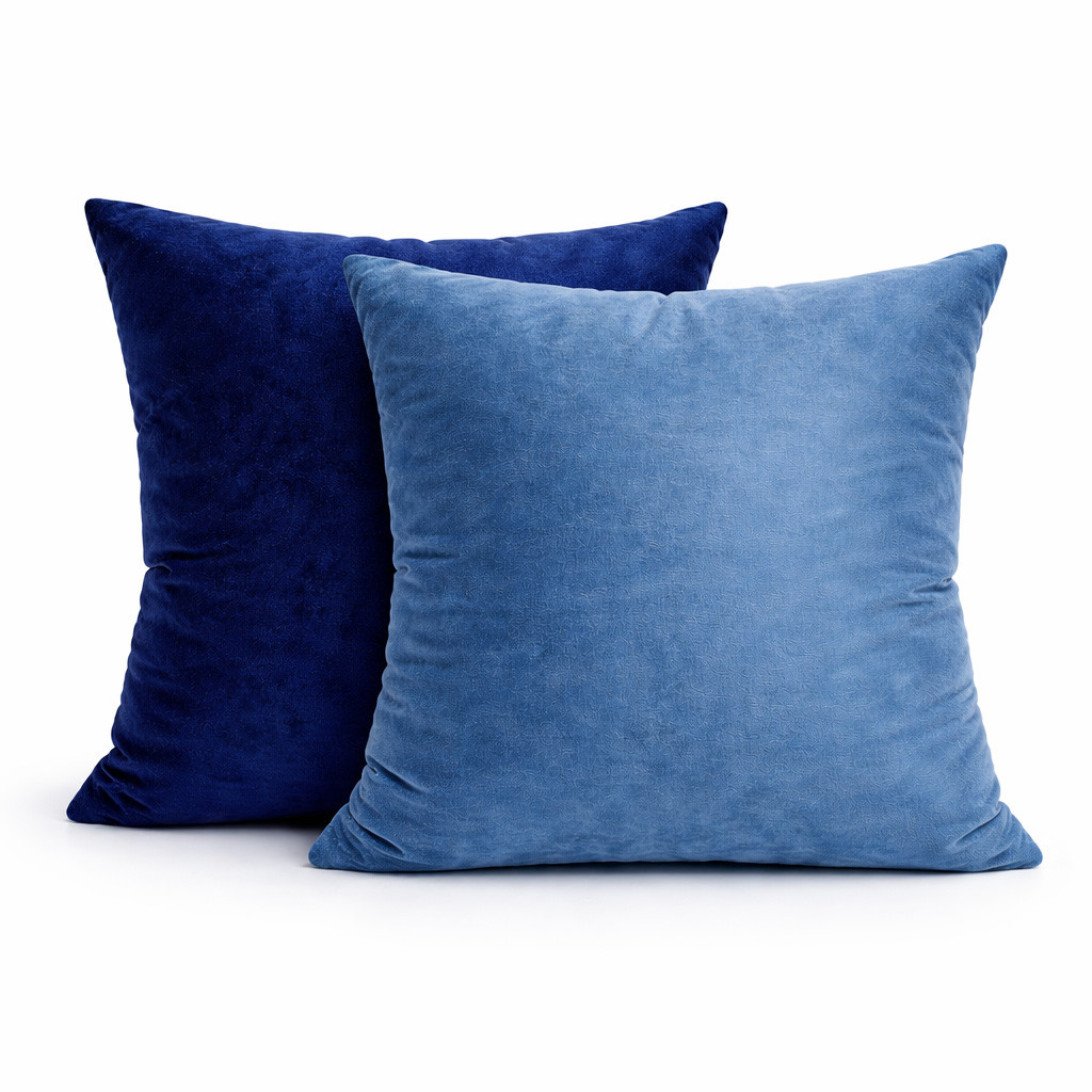Capa Almofada  Micromink Azul Veludo 43x43 Ziper Invisivel Jolitex