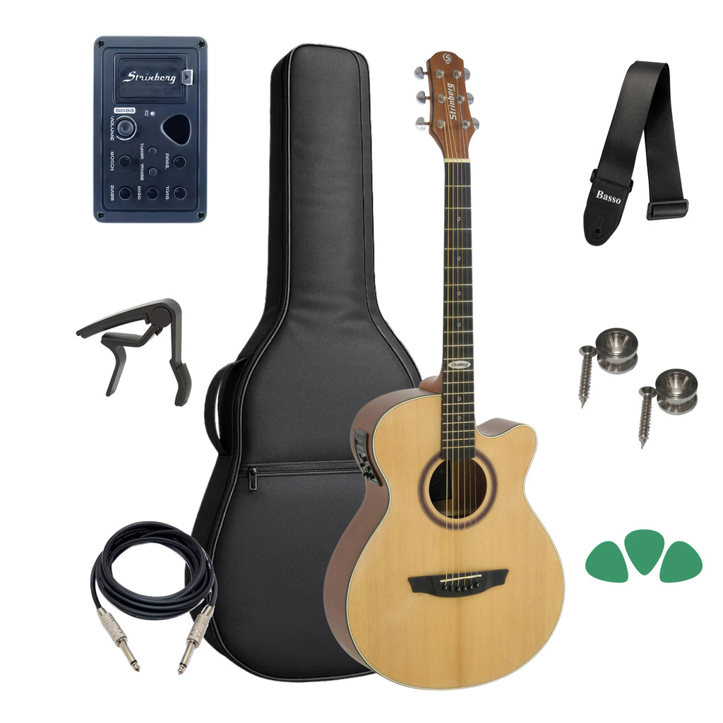Kit Violão Strinberg Sa200 Natural Aço Elétrico Acessórios