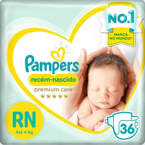Fraldas Pampers Recém-nascido Premium Care Tamanho Rn 36 Unidades