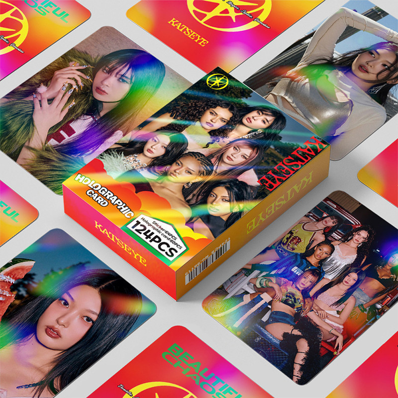 KPOP 124 Pçs/Caixa KATSEYE Photocards Holográfico LOMO Cartão Adesivo