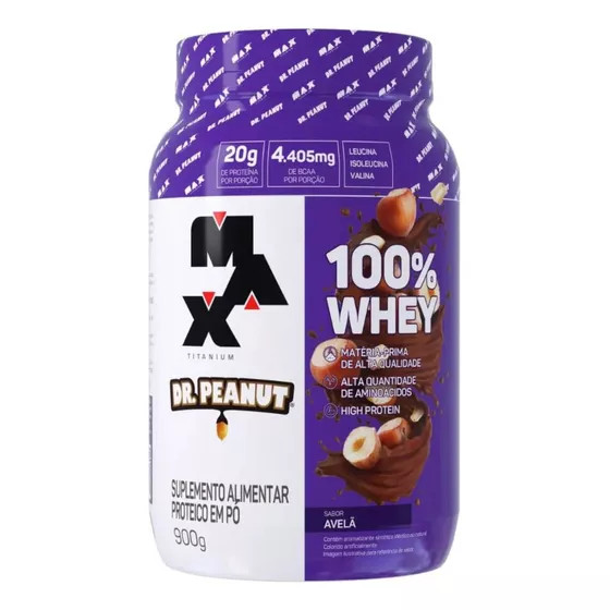100% Whey Dr.Peanut Pote Sabor Avelã 900G Max Titanium