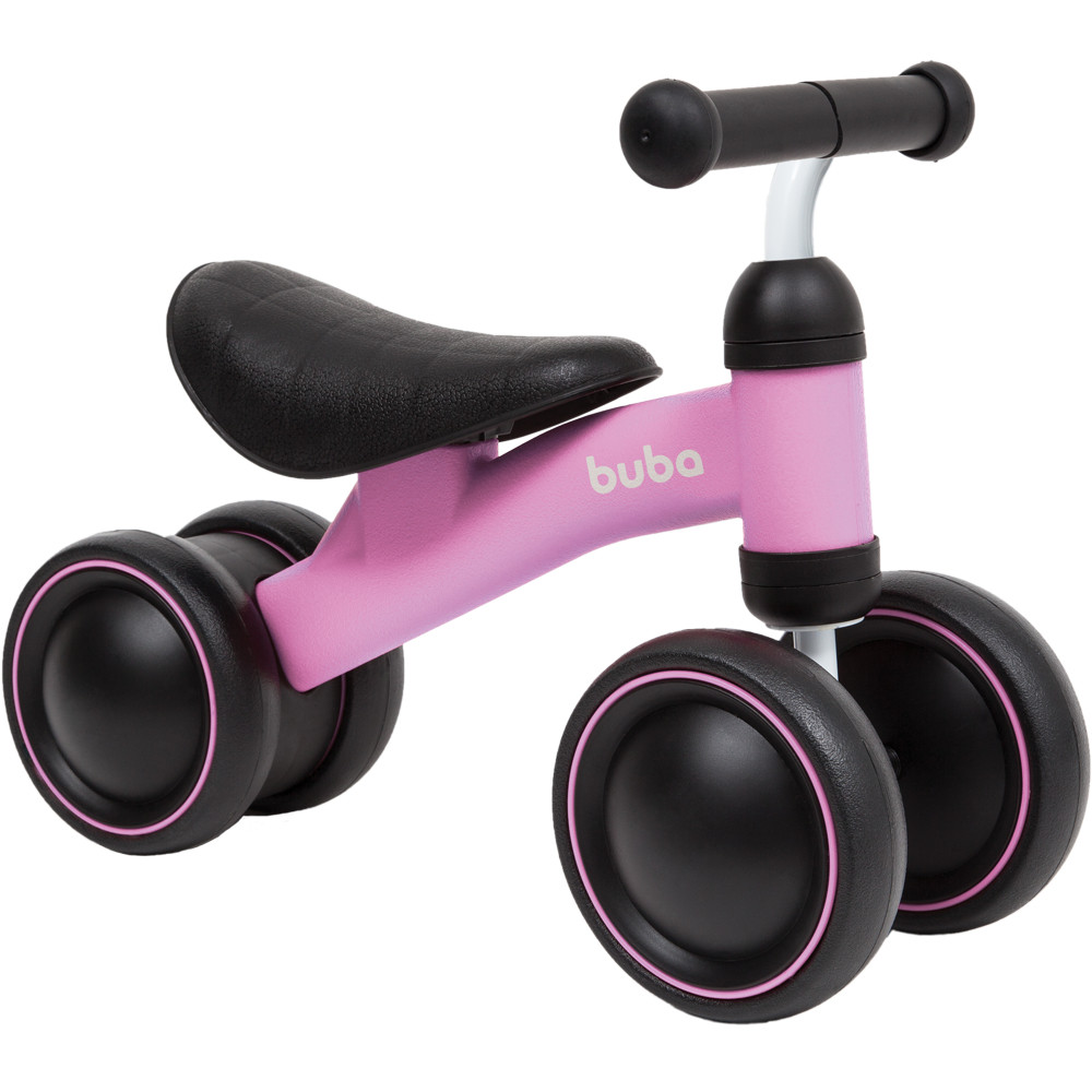Bicicleta Equilíbrio Infantil Buba Andador Sem Pedal 4 Rodas Bebê Buba Criança Rosa