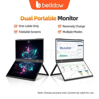 BETTDOW Monitor De Tela Dupla De 15.4 Polegadas Dobrável 315 Graus Portátil 16 : 9 IPS FHD Display Com Suporte HD