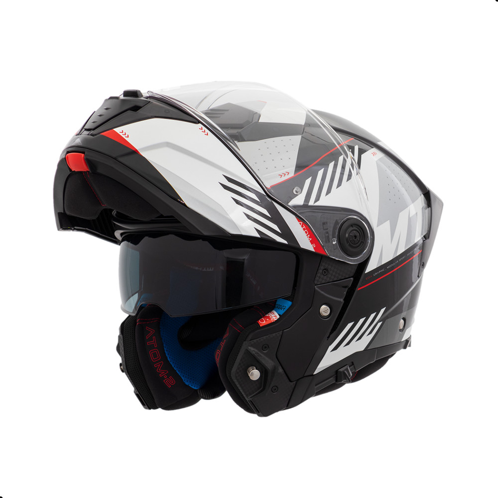 Capacete MT Escamoteavel Articulado Viseira Solar Atom 2 SV Edix B0 Preto Cinza