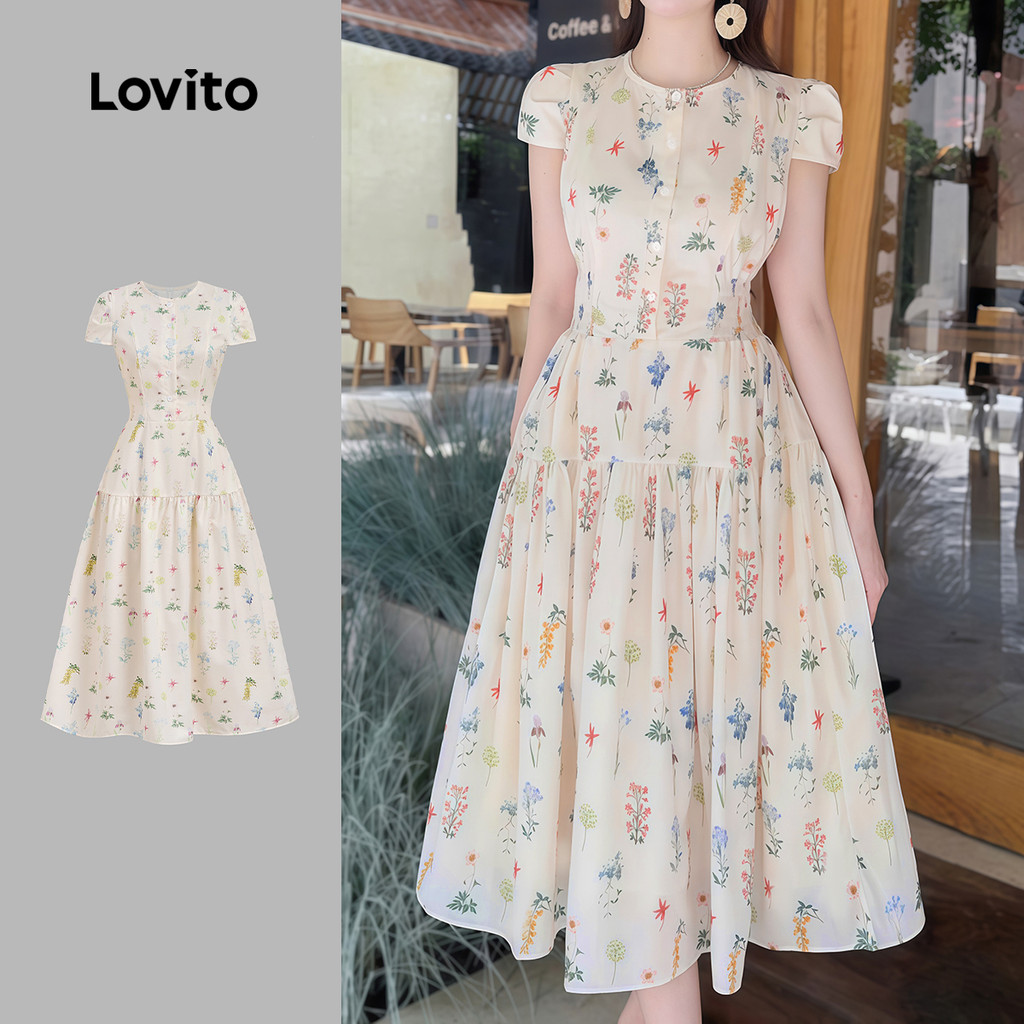 Lovito Elegante Vestido com Zíper para Primavera/verão para Mulheres L178LD2017