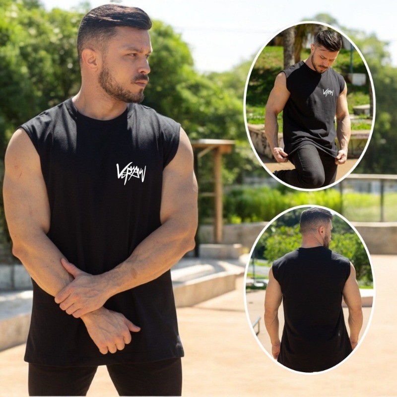 Regata Oversized Masculina Veraw Camiseta Longline Algodão Estilo Streetwear Casual Conforto Moderna