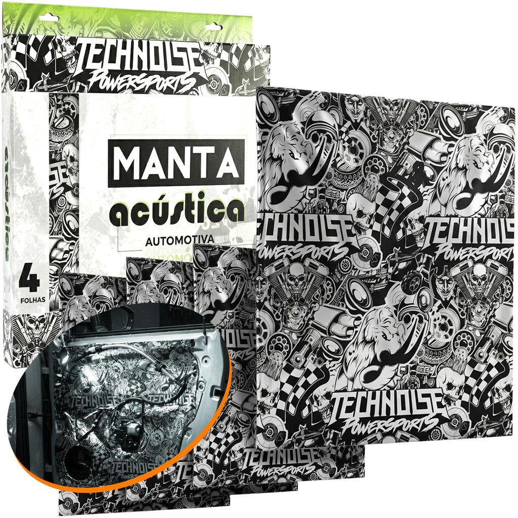 Manta Isolamento Acústico Automotivo 4 Folhas 30,5x90cm 2,2mm Anti Ruído Vibração Porta Technoise