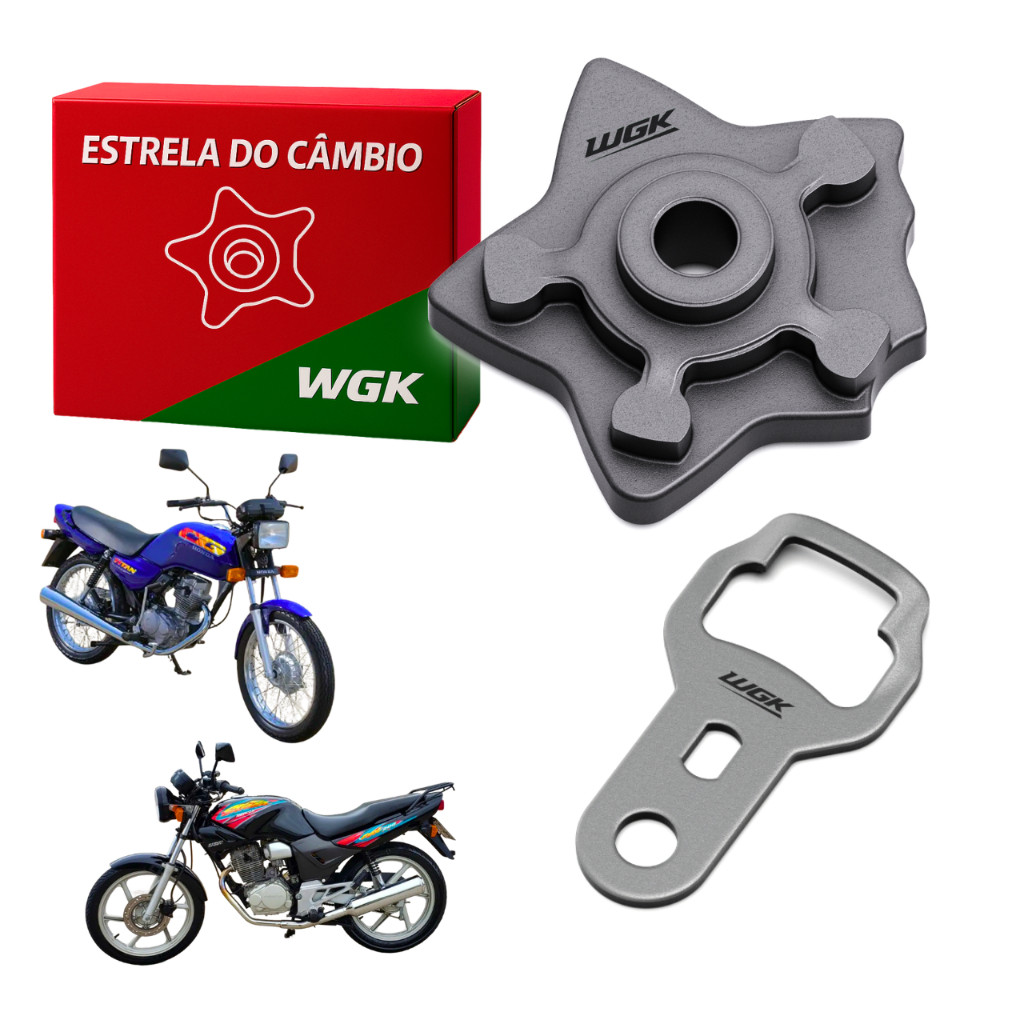 Estrela Excentrico + Braço Seletor Marcha Cg Titan 125 CBX 200 Strada Wgk