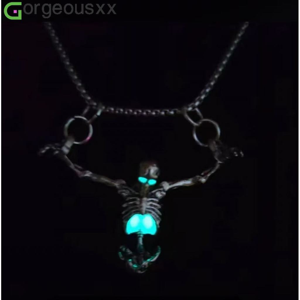 [Gorgeousxx] Colares Exclusivos Com Pingente De Esqueleto Pendurado Gótico Para Mulheres Joias De Corrente De Aço Inoxid