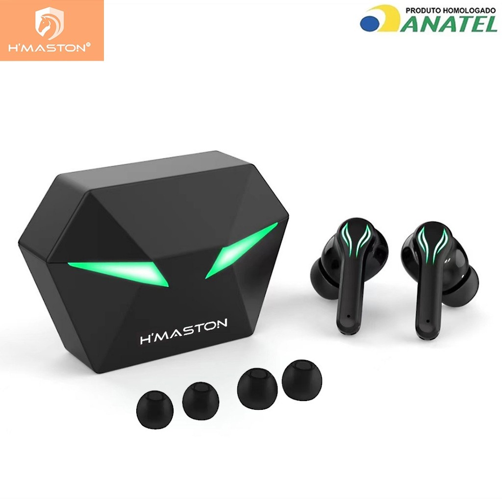 H'maston RS-30 Fone de Ouvido Sem fio Gamer Bluetooth 5.4 com Microphone e Luz Redução de Ruído LED