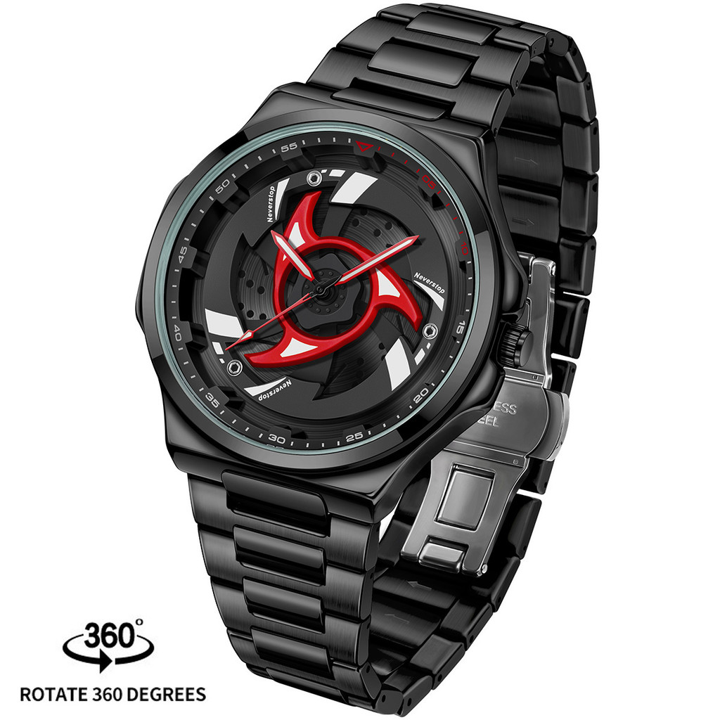 Relógio masculino relógio masculino moda legal luminoso relógio de quartzo rotativo Anime modificado relógio