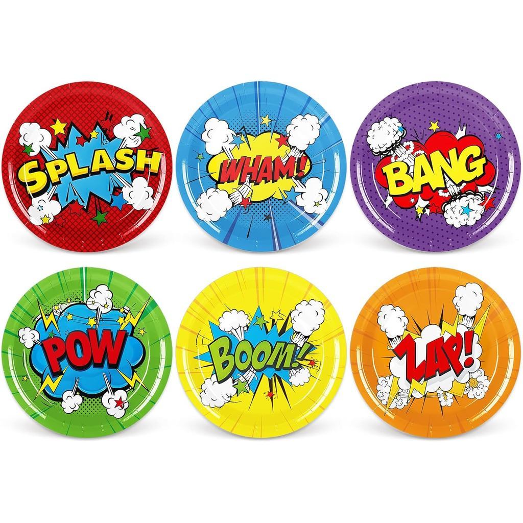 Pratos de Festa com Tema de Super-Heróis Whaline, Artigos de Festa com Tema de Super-Heróis, Prato Descartável Colorido