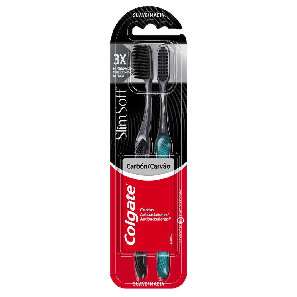 ESCOVA DENTAL COLGATE SLIM SOFT CARVÃO 2 UNIDADES