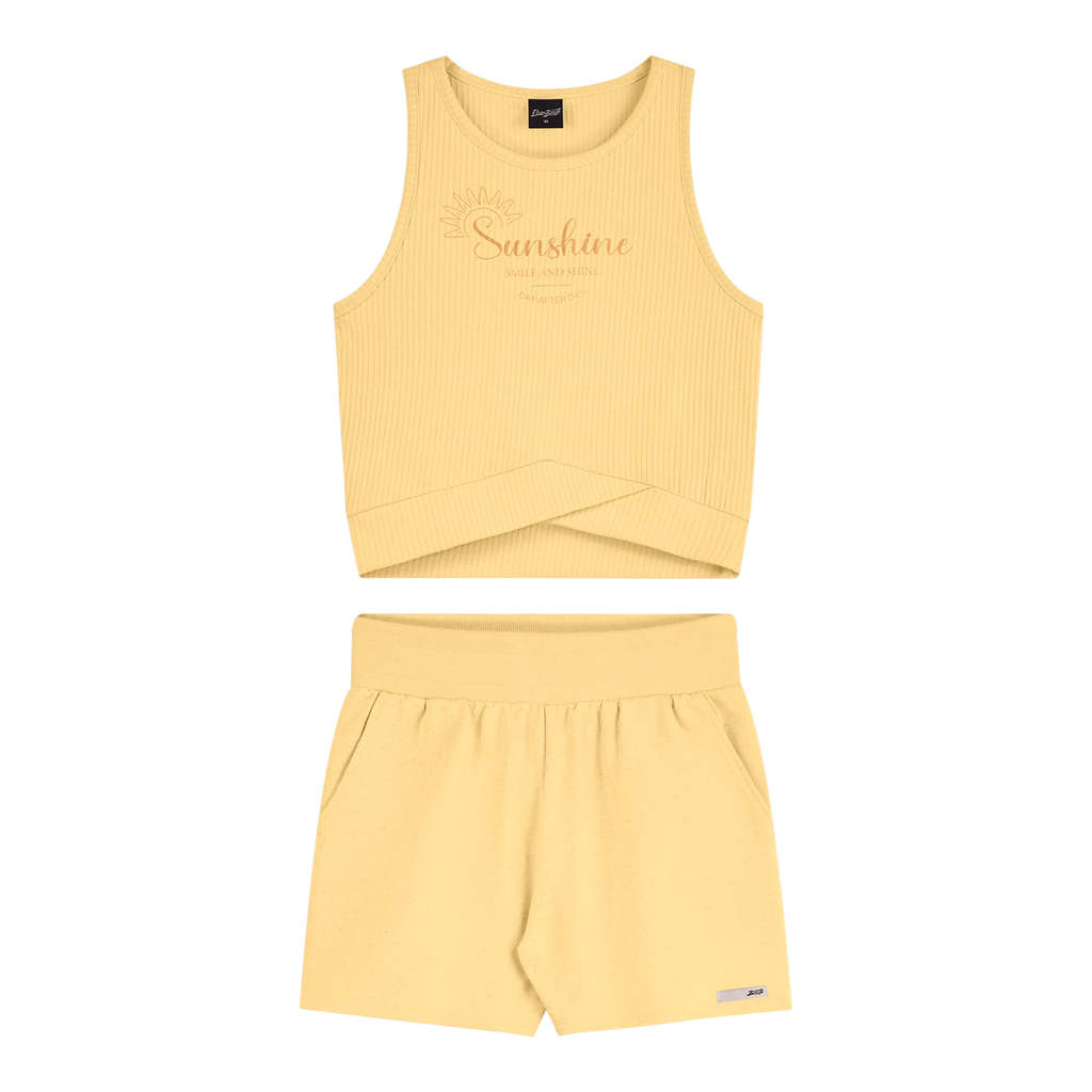 Conjunto Juvenil Menina Cropped Transpasse Beats Amarelo em Oferta na Shopee
