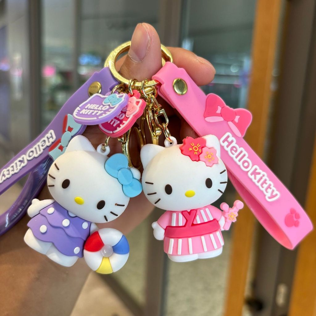 Chaveiro Sanrio Hello Kitty, pingente de gato KT, acessório de chaveiro da boneca Hello Kitty, pequeno presente.
