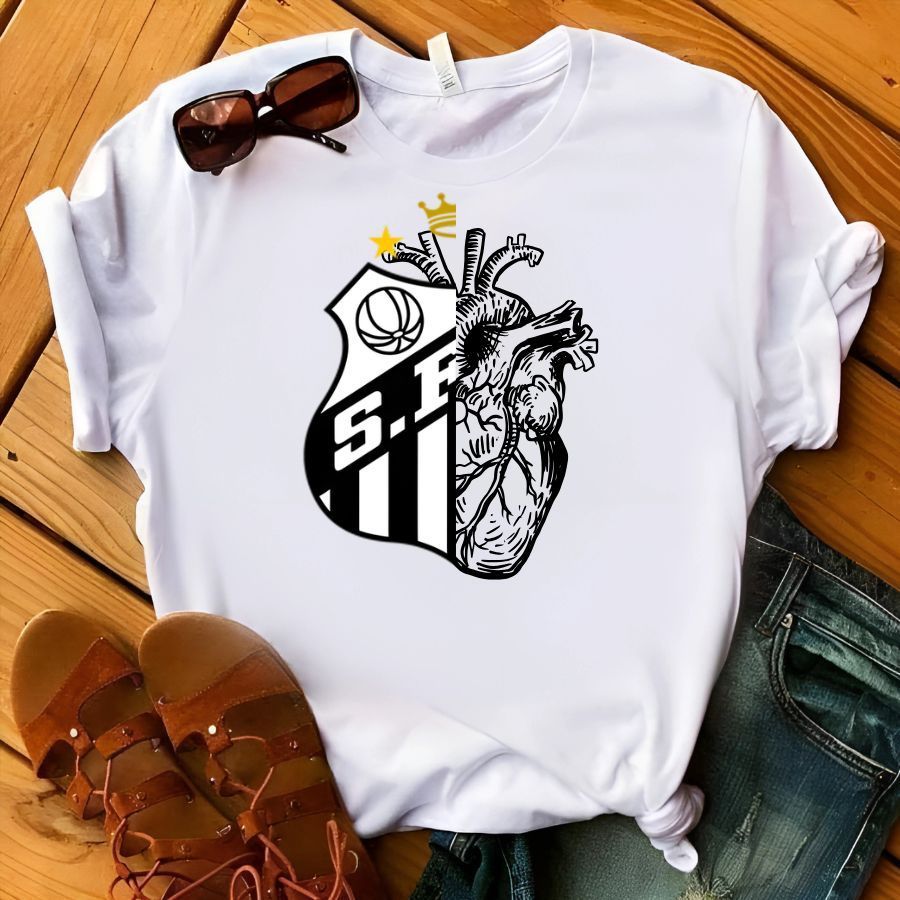 Camiseta do Santos Feminina Confortável Camisa de Santista Blusinha do Peixe Moda Feminina Time de Futebol Brasileiro