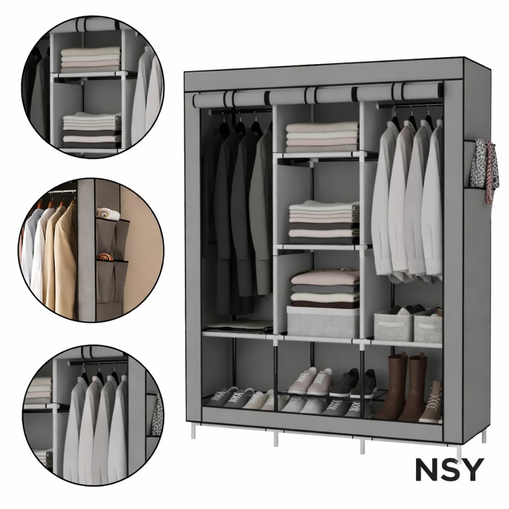 Guarda Roupa Portátil Dobrável com Ziper Organizador De Roupas Armário de Roupa Multifuncional em Oferta na Shopee