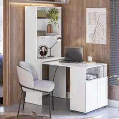 Mesa Escrivaninha Bancada de Estudos Para Quarto Salt Branco Z06 - Mpozenato