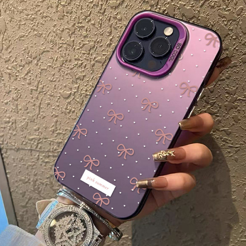 Capinha Capa Para iPhone XR XS MAX 7 8 14 15 16 PLUS 11 12 13 14 15 16 17 PRO MAX À Prova de Choque Fosca Laço rosa