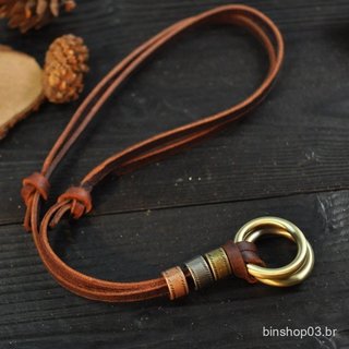 Colar De Couro Masculino E Feminino Com Pingente De Corda 8B23