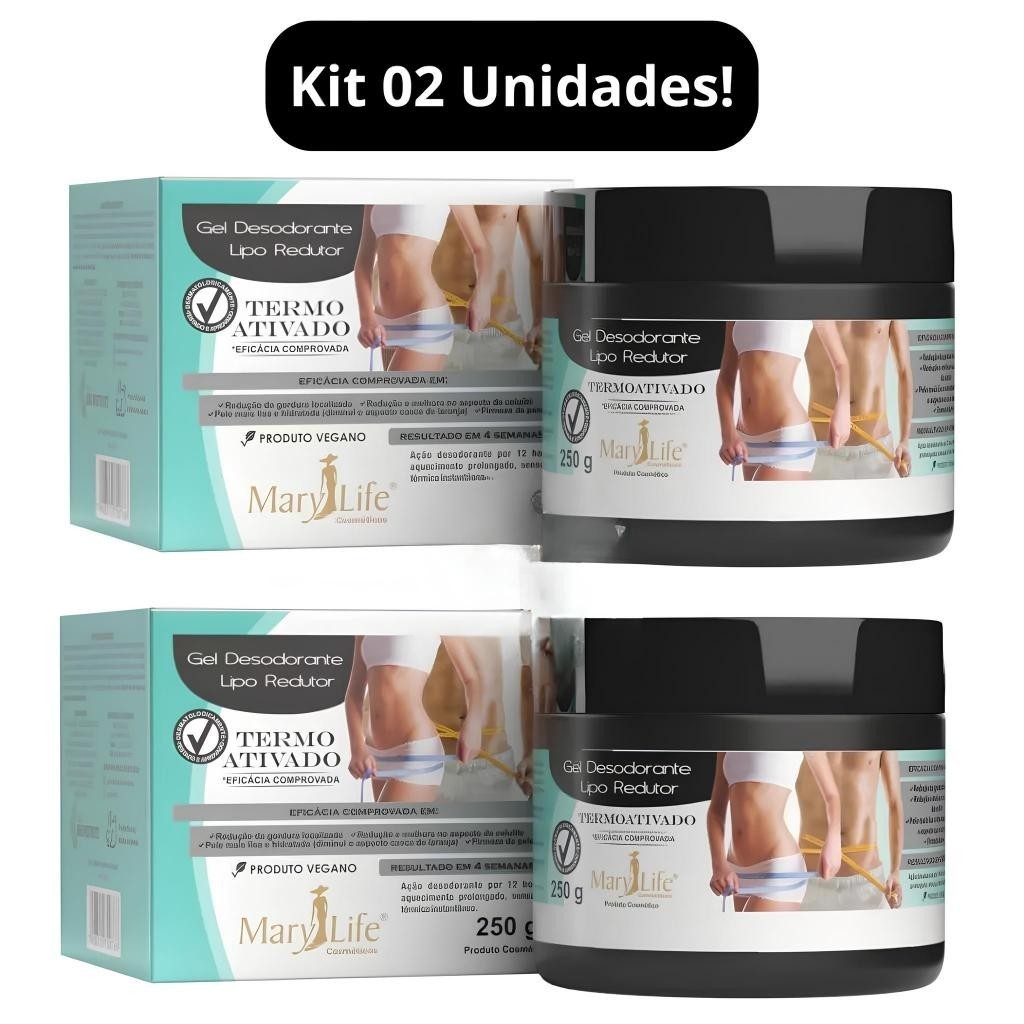 Kit 2 Unidades Gel Lipo Redutor Termo Ativado 250g Mary Life