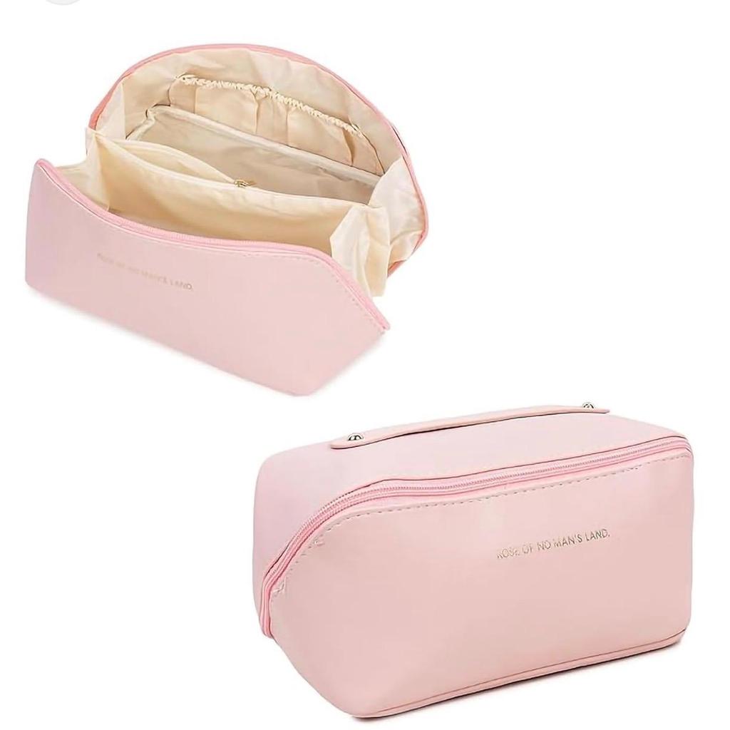 Necessaire Feminina De Maquiagem Premium Com Alça E Zíper Rosa