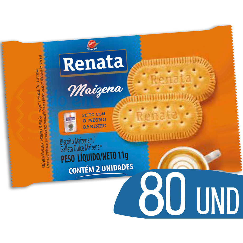 Kit Biscoito em Sache Renata Maizena Bolacha Maisena - 80 und