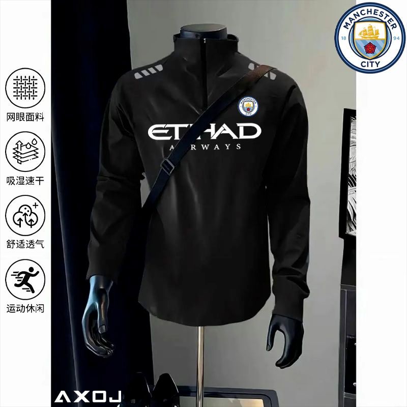 Futebol Mancheng esportes camiseta masculina Fitness correndo Wear treinamento de secagem rápida suor de manga comprida em Oferta na Shopee