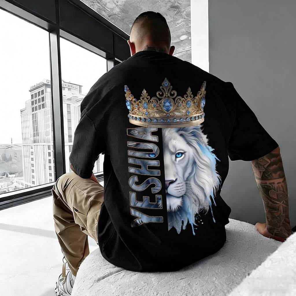 Camiseta Oversized 100% Algodão Leão Branco Yeshua - Estilo Casual Verão Solto em Oferta na Shopee