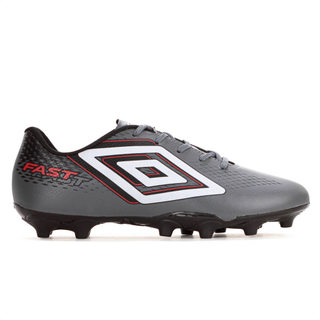 Chuteira Umbro Campo Fast II Grafite Branco e Vermelho - Masculino