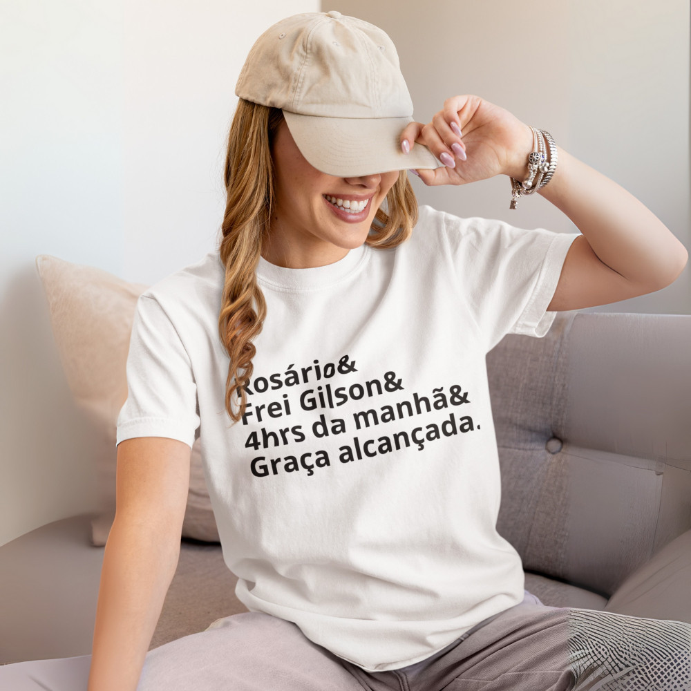 Blusa Camiseta Feminina Premium Malha 100%Algodão Cristã Católica Quaresma Frei Gilson Rosário em Oferta na Shopee