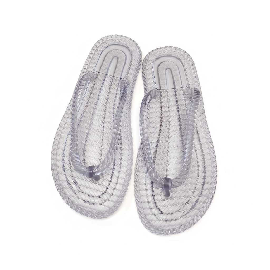 Chinelo Feminino Rasteira Trançado Sandália Jelly Feminino Transparente Confortável Tendencia Verão Estiloso