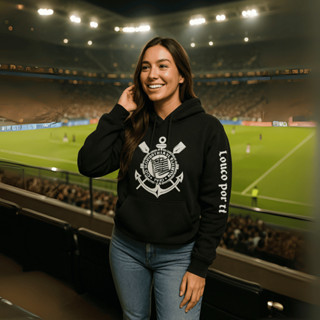 Moletom Feminino Corinthians Blusa de Frio Básica Futebol TorcidaUnissex Algodão 30.1 Premium em Oferta na Shopee
