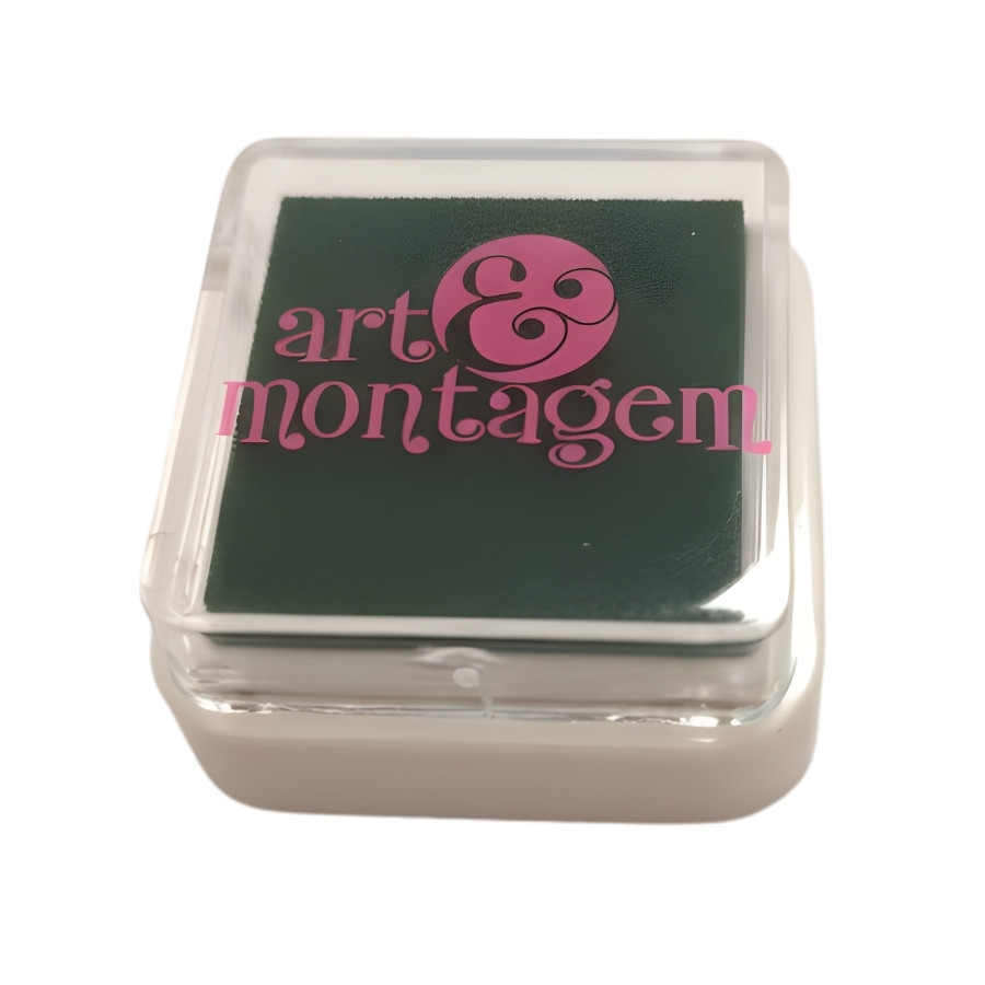 Almofada Para Carimbo em Plástico e Espuma - Carimbeira Verde Escuro - 3,5x3,5cm - 1 unidade - Art Montagem - Rizzo