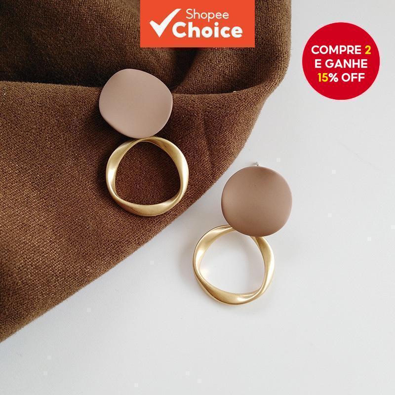 Brincos Marrons Vintage Matte drop Para Mulheres Declaração De Moda Metal Dangle Earring