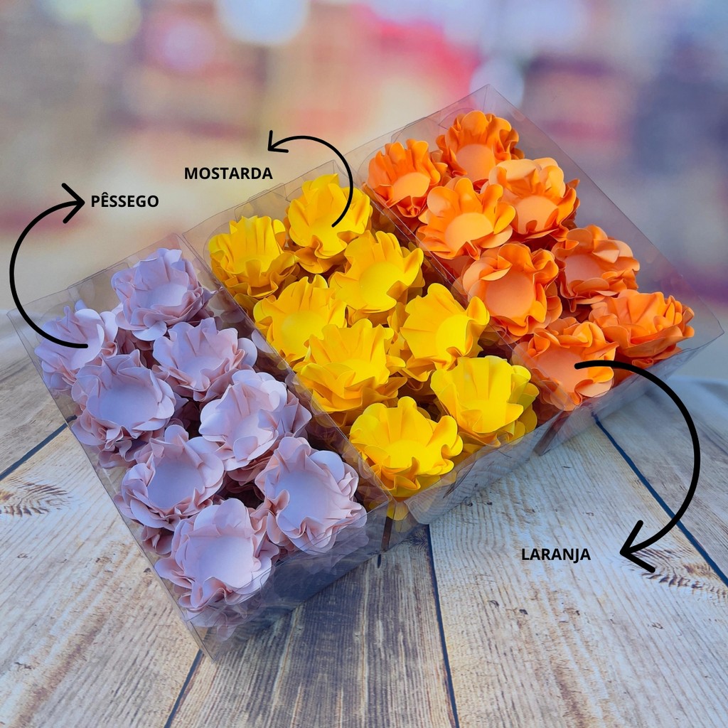 KIT 120 FORMINHAS PARA DOCES FINOS PÊSSEGO + MOSTARDA + LARANJA ( KIT19 ) em Oferta na Shopee