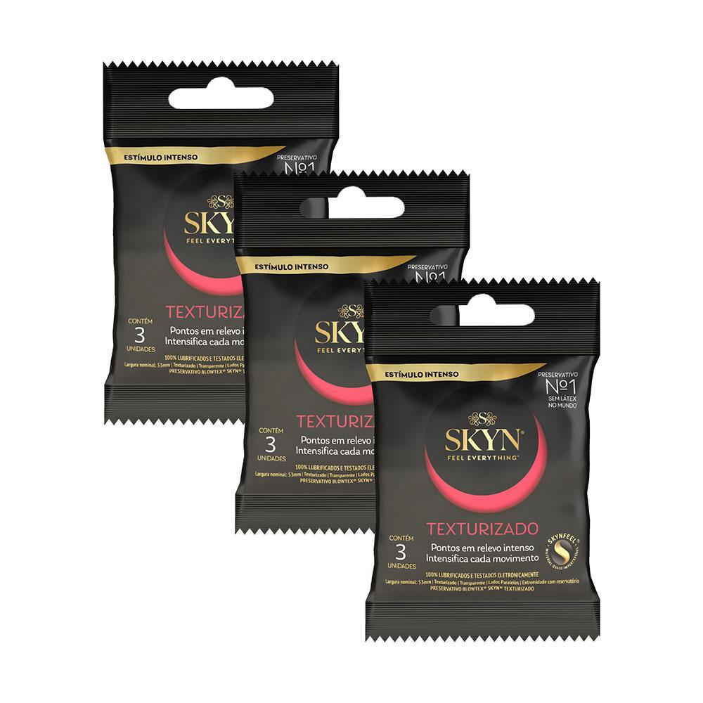 Kit 3 Pacotes Preservativo SKYN Texturizado C/ 3 Unidades Cada em Oferta na Shopee