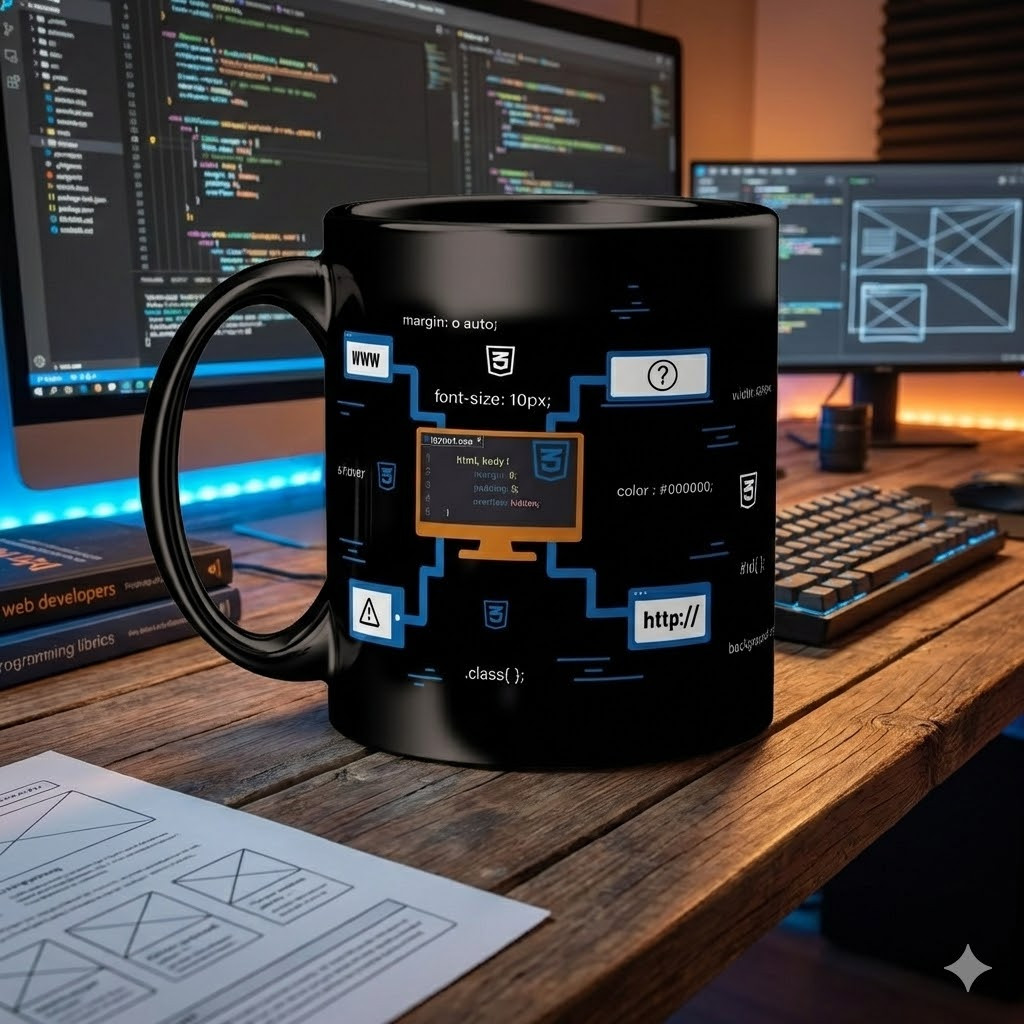 Caneca Cerâmica Programador - Programação Javascript CSS3 325ml