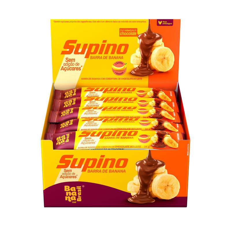 Barra Supino Zero Banana Coberta Com Chocolate  20Un De 24g em Oferta na Shopee
