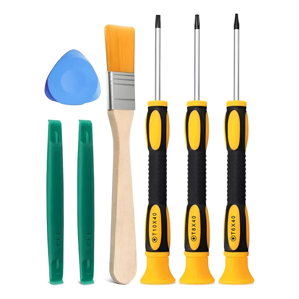 Kit 7 em 1 Chaves Torx Ferramentas Reparo Limpeza T6 T8 T10 Ps4 Ps5 Xbox 360 One Series S X Switch