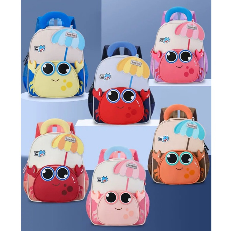 Mochila Escolar Infantil Reforçada – Modelo Caranguejo, para Crianças de 1 a 6 Anos