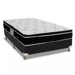 Conjunto Box Casal: Colchão Molas Ortobom Nanolastic Physical Spring + Base CRC Suede Black(138x188)